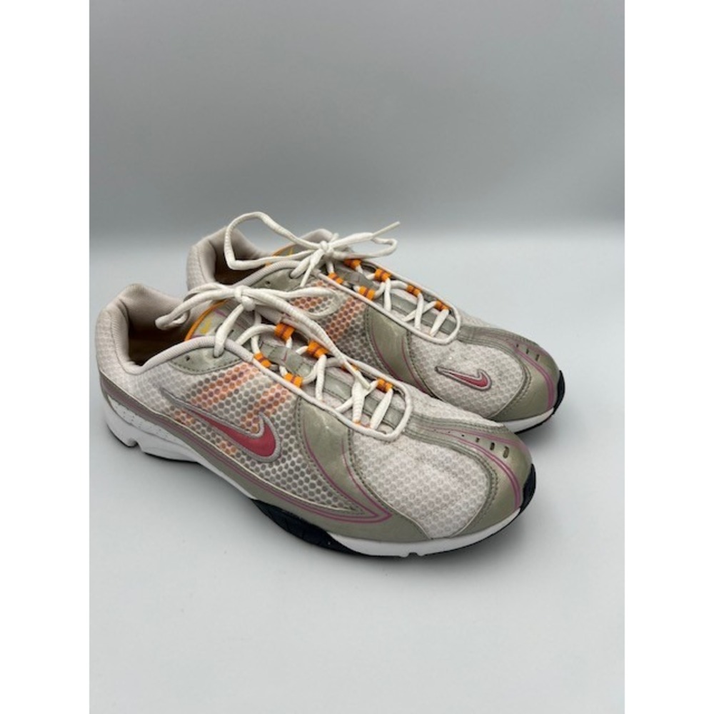 Nike Women Running Shoes Silver Pink Orange Mesh Low Top 315033-161 US 10